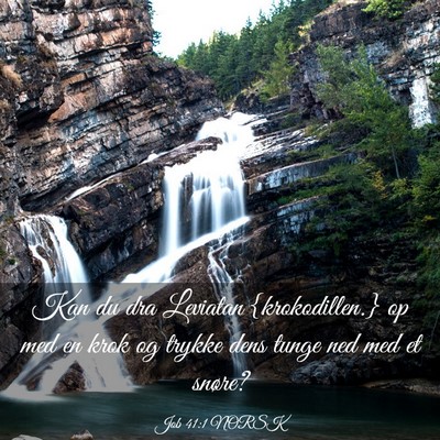 Picture 03 - Job 41:1 NORSK - Kan du dra Leviatan {krokodillen.} op med en krok - Bible Verse Picture