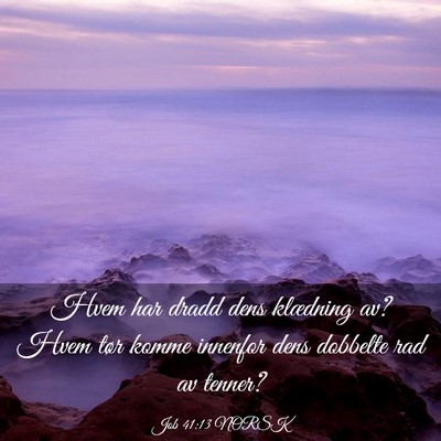 Picture 03 - Job 41:13 NORSK - Hvem har dradd dens klædning av? Hvem tør komme - Bible Verse Picture