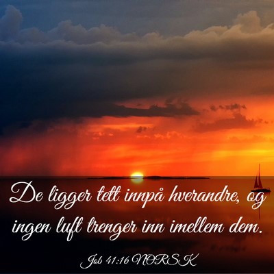 Picture 03 - Job 41:16 NORSK - De ligger tett innpå hverandre, og ingen luft - Bible Verse Picture
