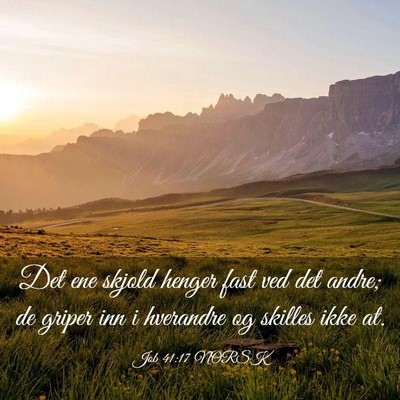 Picture 03 - Job 41:17 NORSK - Det ene skjold henger fast ved det andre; de - Bible Verse Picture