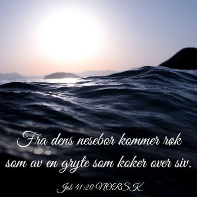 Picture 03 - Job 41:20 NORSK - Fra dens nesebor kommer røk som av en gryte som - Bible Verse Picture