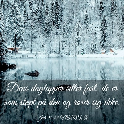 Picture 03 - Job 41:23 NORSK - Dens doglapper sitter fast; de er som støpt på - Bible Verse Picture