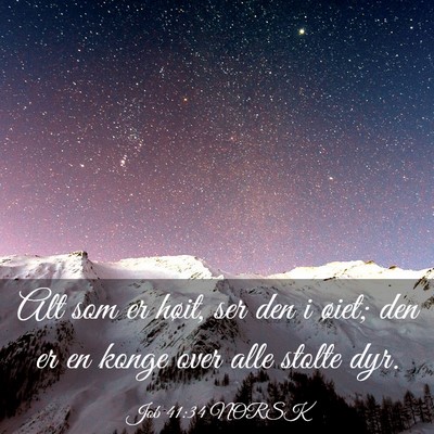 Picture 03 - Job 41:34 NORSK - Alt som er høit, ser den i øiet; den er en - Bible Verse Picture