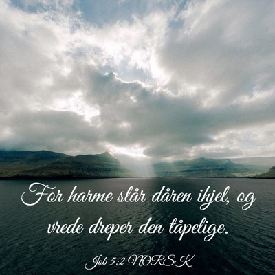 Picture 03 - Job 5:2 NORSK - For harme slår dåren ihjel, og vrede dreper den - Bible Verse Picture