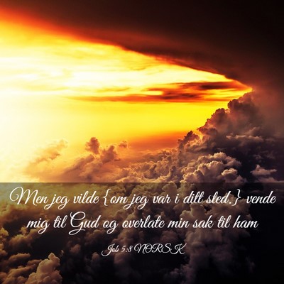 Picture 03 - Job 5:8 NORSK - Men jeg vilde {om jeg var i ditt sted.} vende mig - Bible Verse Picture