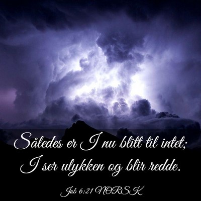 Picture 03 - Job 6:21 NORSK - Således er I nu blitt til intet; I ser ulykken - Bible Verse Picture