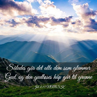 Picture 03 - Job 8:13 NORSK - Således går det alle dem som glemmer Gud, og - Bible Verse Picture