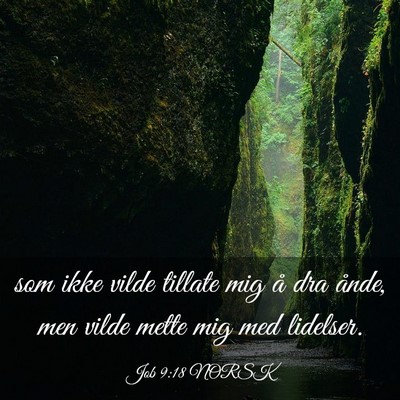 Picture 03 - Job 9:18 NORSK - som ikke vilde tillate mig å dra ånde, men - Bible Verse Picture