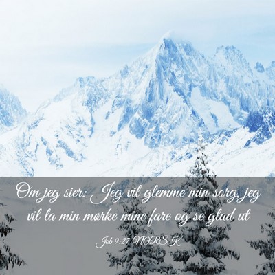 Picture 03 - Job 9:27 NORSK - Om jeg sier: Jeg vil glemme min sorg, jeg vil la - Bible Verse Picture