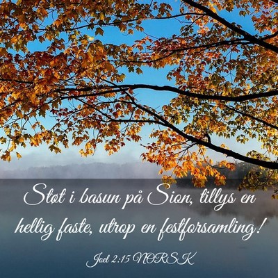 Picture 03 - Joel 2:15 NORSK - Støt i basun på Sion, tillys en hellig faste, - Bible Verse Picture