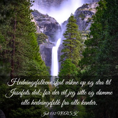 Picture 03 - Joel 3:12 NORSK - Hedningefolkene skal våkne op og dra til - Bible Verse Picture