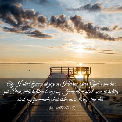 Picture 03 - Joel 3:17 NORSK - Og I skal kjenne at jeg er Herren eders Gud, som - Bible Verse Picture