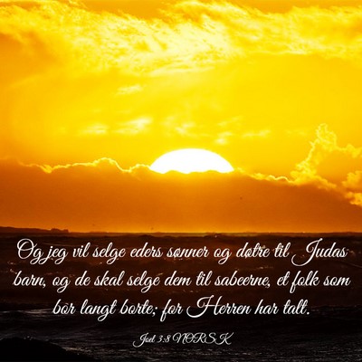 Picture 03 - Joel 3:8 NORSK - Og jeg vil selge eders sønner og døtre til - Bible Verse Picture
