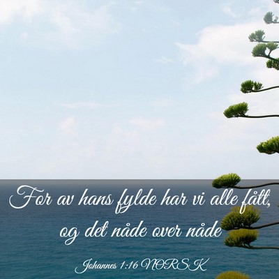 Picture 03 - Johannes 1:16 NORSK - For av hans fylde har vi alle fått, og det nåde - Bible Verse Picture