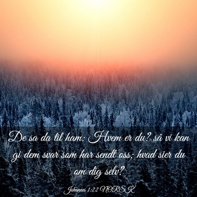 Picture 03 - Johannes 1:22 NORSK - De sa da til ham: Hvem er du? så vi kan gi dem - Bible Verse Picture