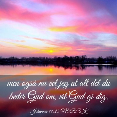 Picture 03 - Johannes 11:22 NORSK - men også nu vet jeg at alt det du beder Gud om, - Bible Verse Picture