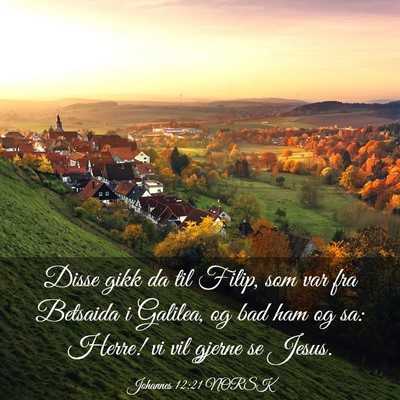 Picture 03 - Johannes 12:21 NORSK - Disse gikk da til Filip, som var fra Betsaida i - Bible Verse Picture