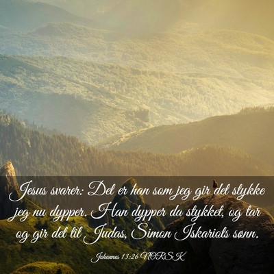 Picture 03 - Johannes 13:26 NORSK - Jesus svarer: Det er han som jeg gir det stykke - Bible Verse Picture