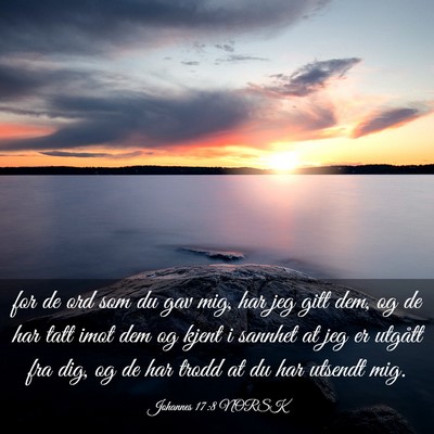 Picture 03 - Johannes 17:8 NORSK - for de ord som du gav mig, har jeg gitt dem, og - Bible Verse Picture