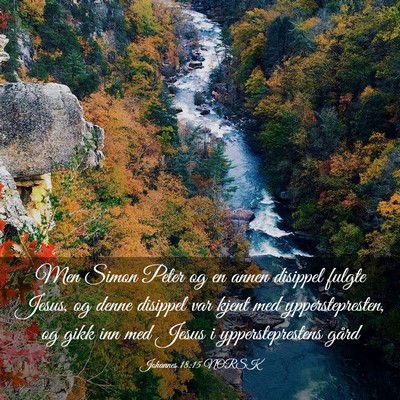 Picture 03 - Johannes 18:15 NORSK - Men Simon Peter og en annen disippel fulgte - Bible Verse Picture