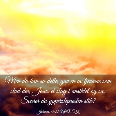 Picture 03 - Johannes 18:22 NORSK - Men da han sa dette, gav en av tjenerne som stod - Bible Verse Picture