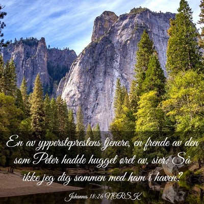 Picture 03 - Johannes 18:26 NORSK - En av yppersteprestens tjenere, en frende av den - Bible Verse Picture