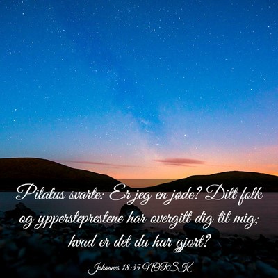 Picture 03 - Johannes 18:35 NORSK - Pilatus svarte: Er jeg en jøde? Ditt folk og - Bible Verse Picture