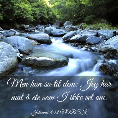 Picture 03 - Johannes 4:32 NORSK - Men han sa til dem: Jeg har mat å ete som I ikke - Bible Verse Picture