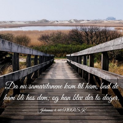 Picture 03 - Johannes 4:40 NORSK - Da nu samaritanene kom til ham, bad de ham bli - Bible Verse Picture