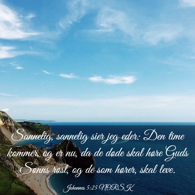 Picture 03 - Johannes 5:25 NORSK - Sannelig, sannelig sier jeg eder: Den time - Bible Verse Picture