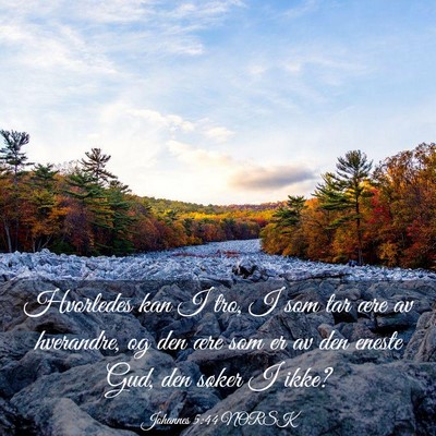 Picture 03 - Johannes 5:44 NORSK - Hvorledes kan I tro, I som tar ære av hverandre, - Bible Verse Picture