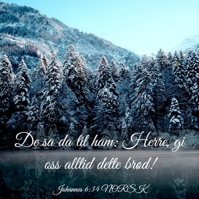 Picture 03 - Johannes 6:34 NORSK - De sa da til ham: Herre, gi oss alltid dette - Bible Verse Picture