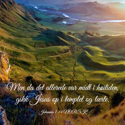 Picture 03 - Johannes 7:14 NORSK - Men da det allerede var midt i høitiden, gikk - Bible Verse Picture