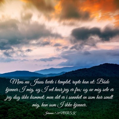 Picture 03 - Johannes 7:28 NORSK - Mens nu Jesus lærte i templet, ropte han ut: - Bible Verse Picture