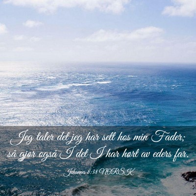 Picture 03 - Johannes 8:38 NORSK - Jeg taler det jeg har sett hos min Fader; så - Bible Verse Picture
