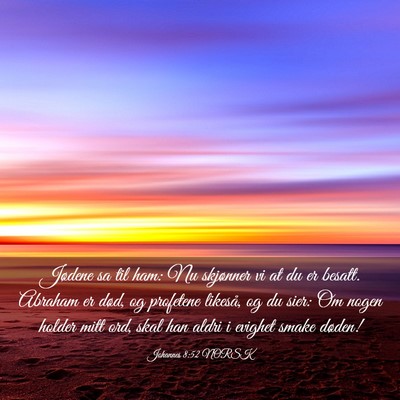 Picture 03 - Johannes 8:52 NORSK - Jødene sa til ham: Nu skjønner vi at du er - Bible Verse Picture