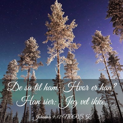 Picture 03 - Johannes 9:12 NORSK - De sa til ham: Hvor er han? Han sier: Jeg vet - Bible Verse Picture
