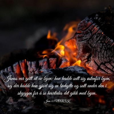 Picture 03 - Jona 4:5 NORSK - Jonas var gått ut av byen; han hadde satt sig - Bible Verse Picture