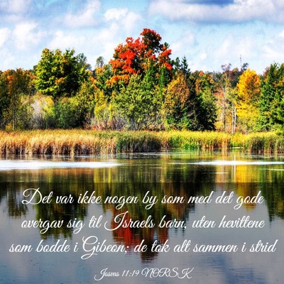 Picture 03 - Josvas 11:19 NORSK - Det var ikke nogen by som med det gode overgav - Bible Verse Picture