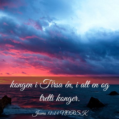 Picture 03 - Josvas 12:24 NORSK - kongen i Tirsa én, i alt en og tretti - Bible Verse Picture