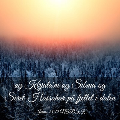 Picture 03 - Josvas 13:19 NORSK - og Kirjata'm og Sibma og Seret-Hassahar på - Bible Verse Picture
