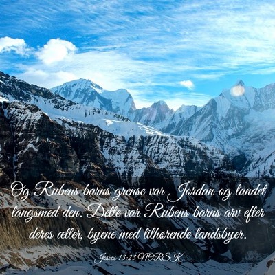 Picture 03 - Josvas 13:23 NORSK - Og Rubens barns grense var Jordan og landet - Bible Verse Picture