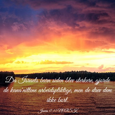 Picture 03 - Josvas 17:13 NORSK - Da Israels barn siden blev sterkere, gjorde de - Bible Verse Picture