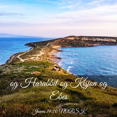 Picture 03 - Josvas 19:20 NORSK - og Harabbit og Kisjon og - Bible Verse Picture