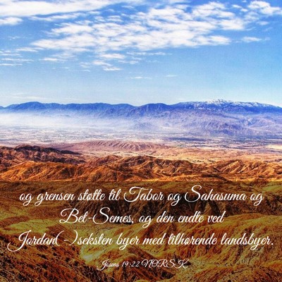 Picture 03 - Josvas 19:22 NORSK - og grensen støtte til Tabor og Sahasuma og - Bible Verse Picture