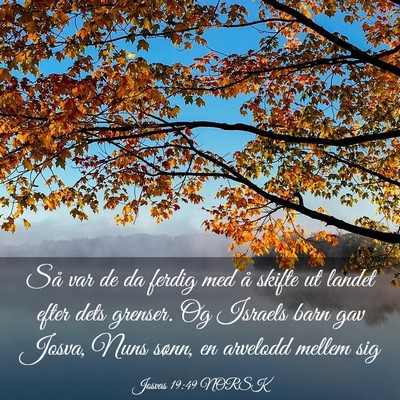 Picture 03 - Josvas 19:49 NORSK - Så var de da ferdig med å skifte ut landet - Bible Verse Picture