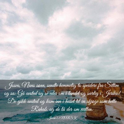 Picture 03 - Josvas 2:1 NORSK - Josva, Nuns sønn, sendte hemmelig to speidere - Bible Verse Picture