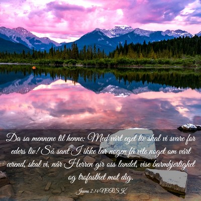 Picture 03 - Josvas 2:14 NORSK - Da sa mennene til henne: Med vårt eget liv skal - Bible Verse Picture