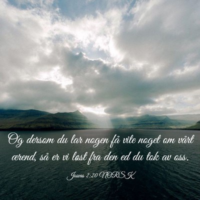 Picture 03 - Josvas 2:20 NORSK - Og dersom du lar nogen få vite noget om vårt - Bible Verse Picture