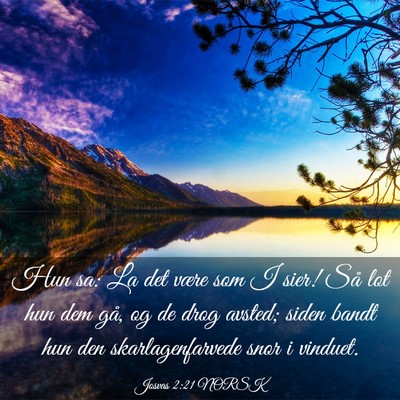 Picture 03 - Josvas 2:21 NORSK - Hun sa: La det være som I sier! Så lot hun dem - Bible Verse Picture